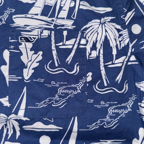 Vineyard Vines Boys Blue Hawaiian Shirt Size Medium (12/14) - Picture 4 of 4